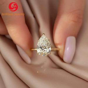 Passe Diamant Testeur D VVS1 Mossanite 18k Or 2ct Rond Émeraude Radiant Ovale Poire Coupe <span class=keywords><strong>Solitaire</strong></span> GRA Moissanite Anneau - Product Image 5