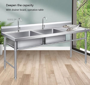 बड़े आकार के साथ सिंक स्टेनलेस स्टील फ्रीस्टैंडिंग सिंक <span class=keywords><strong>Drainer</strong></span> बोर्ड के लिए वाणिज्यिक रसोई - Product Image 6