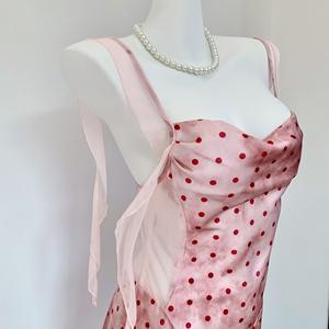 Hoogwaardige zomer- en lente tie-dye ijzijde satijnen nachtjapon en badjas set, schattige stippenprint pyjama's, elegante damesnachtkleding - Product Image 5