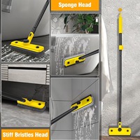 Brosse de nettoyage pour douche, balai de salle de bain 3-en-1 avec raclette pour baignoire, évier, carrelage, sol, mur, verre et terrasse