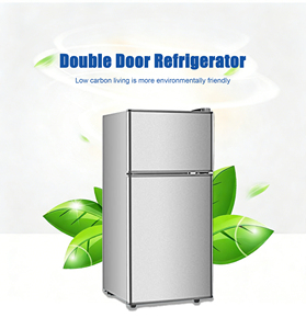 Mini-réfrigérateur 2 portes, congélateur supérieur, 50L, couleur argent, pour la maison - Product Image 2