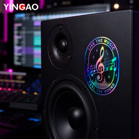 Autocollant holographique personnalisé découpé sur mesure en vinyle, étanche, avec logo personnalisé pour ordinateur portable, étui de guitare, merchandising de groupe, boutique