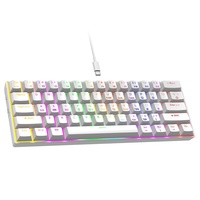 Clavier de jeu à interrupteurs bleus, clavier compact 60% pour joueurs, Teclado 61, rétroéclairage RVB, filaire USB, clavier mécanique noir pour PC portable, neuf