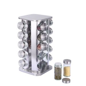 Nouveau support de rangement pour assaisonnements, tour d'organisation rotative en acier inoxydable avec 20 pots à épices - Product Image 3