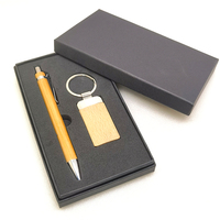 Ensemble cadeau de papeterie pour cadeaux d'entreprise, ensemble cadeau de luxe avec logo personnalisé, souvenir, stylo en bois, porte-clés en métal et en cuir