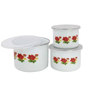 Fond rond forme Émail Stockage glace Bol Ensemble - Product Image 6