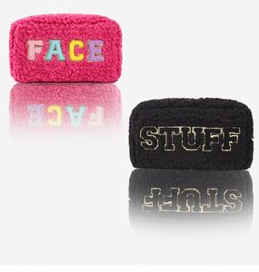 Custom Logo 2024 New Plush Chenille Embroidered Makeup Bag Large Capacity Winter <b>Toiletry</b> <b>Storage</b> Cosmetic Bag for Lady Girls - Product Image 1