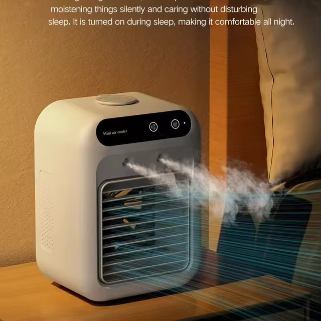 Travel Portable Air Conditioner Rechargeable Battery Powered Mini Evaporative Cooler Personal Humidifier for Car