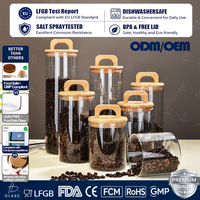 Conteneur en verre pour grains de café de luxe moderne, grand format, hermétique, en verre borosilicate, avec couvercle cylindrique, pot de stockage alimentaire avec couvercle pour la cuisine