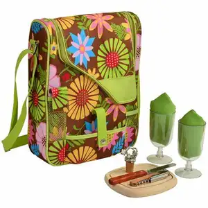 Picnic at Ascot Stylish 2 Bottle Insulated Wine Tote Bag Insulated with Cheese Gift Wine Cooler bag