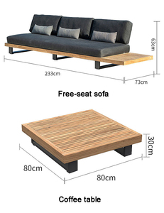 Ensemble de canapé segmenté en teck pour extérieur moderne <span class=keywords><strong>Coussin</strong></span> imperméable Style décontracté pour jardin, cour, hôtels, villas, parcs - Product Image 2