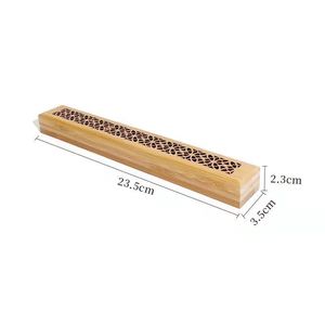 Caja de incienso de bambú rectangular de 23,5x3,5x2,3 cm con diseño hueco para uso religioso - Product Image 3
