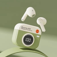 Écouteurs intra-auriculaires sans fil Q86 au design rétro en cuir grainé, avec écran numérique, suppression active du bruit DJ, IPX-4, Volume 3