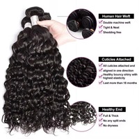 Lots de Cheveux Humains Ondulés Naturels, Cheveux Indiens Bruts Vierge, Cuticules Alignées, Tissage Remy Double Drawn, Noir Naturel, 3 Lots