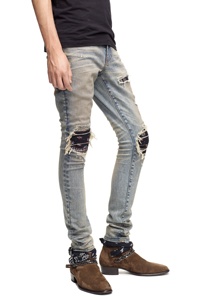 Modello di <span class=keywords><strong>Jeans</strong></span> gratis con Bandana Vintage pieghettato a mano toppe al ginocchio fabbricazione di <span class=keywords><strong>Jeans</strong></span> - Product Image 3