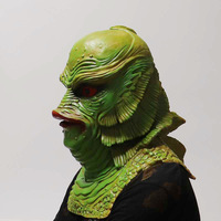 Masque de tête de monstre sirène en latex, réaliste et élastique, pour adulte, pour film, démon du lac noir, masque de poisson vert de piscine, mascarade, Festival Qixi