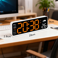 Horloge murale numérique intelligente à LED avec télécommande, grand écran rectangulaire, prix compétitif, affichage de la température et de l'heure, pour la maison