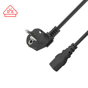 2 Female Male 5FT 3 PIN power cable EU Standard IEC 60320 cee plug C13 to schuko power supply cord i sheng Ac Power Cords