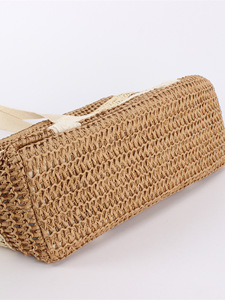 กระเป๋าถือผู้หญิงทรงใหม่ ลายทางสองสี ทำจากเชือกกระดาษ ทอแบบมีซิป นุ่ม จุของได้เยอะ เรียบง่าย สไตล์คนเมือง ใช้ได้ทุกวัน รุ่น Tanjing - Product Image 4