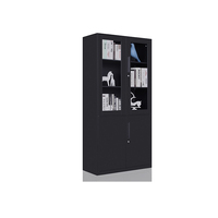 Kabinet Furnitur Kantor Produsen Logam 2 Pintu Kaca Lemari Baja Kabinet Penyimpanan Berkas