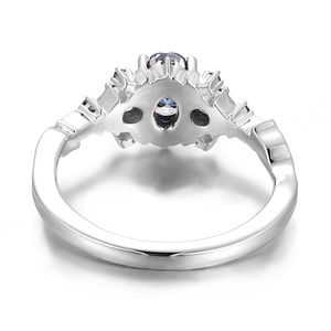 แหวนเพชรโมอิสซาไนต์หลากแบบ สีฟ้า ทรงวงรี ตัวเรือนทองคำแท้ 18k 14k เครื่องประดับชั้นดีสำหรับแหวนแต่งงานแบบยูนิเซ็กซ์ - Product Image 3