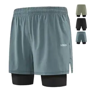 Shorts da jogger sportivi sportivi personalizzati e ad asciugatura rapida per uomo, maglia da esterno, shorts da basket da corsa 2 in1