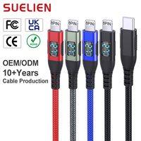 Câble USB-C vers 8 broches avec affichage LED, tressé en nylon, en cuivre pur, câble de charge USB-C OEM, charge rapide, câble de charge personnalisé, vente en gros