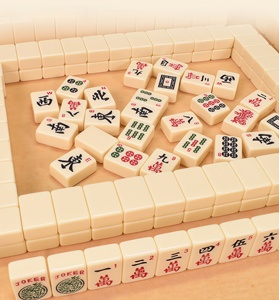 Ensemble <span class=keywords><strong>de</strong></span> Mahjong Américain en Mélamine, 1 pièce MOQ en stock, Accessoires complets avec sac, 4 supports <span class=keywords><strong>de</strong></span> pions, dés, jeu <span class=keywords><strong>de</strong></span> score - Product Image 3