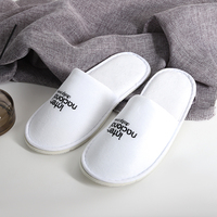 Pantoufles Jetables Antidérapantes à Bout Fermé pour Hôtel, Voyage, Invités et Maison, Chaussons de Spa Blancs pour Salle de Bain