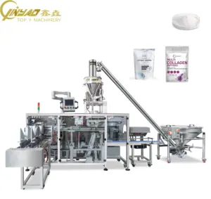 Collagen Peptide Powder Stand up Zipper Bag 4station Doypack Packaging Machine With Zipper Lock Device
