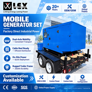 Generador Diésel Móvil LEX Montado en Remolque con Carrete de Cable, de 50 a 500 kVA, 4 Tiempos, 50 Hz, 1500 RPM, Fuente de Alimentación Industrial para Fábricas - Product Image 1