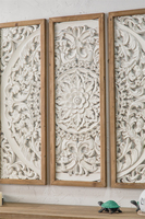 Décoration de maison unique faite à la main éléments de panneaux muraux en bois blanc antique mixte bois sculpté mariage Art carré décoration murale en bois