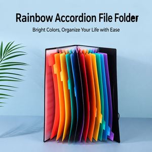 Rainbow Accordion Expanding <b>Wallet</b> 12 Pocket PP <b>Document</b> Organizer With Elastic Closure for Office & School - Product Image 3