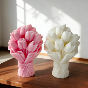 Handmade Tulip Flower Bouquet Scented Candle <b>Soy</b> <b>Wax</b> for Home Decoration Valentine Gift - Product Image 4