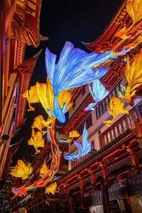 2024 fischfest im freien handgemachte laterne ausstellung hängend weihnachten led chinesisches papier tier seide laternen dekorativ