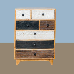 Mueble de Almacenamiento de Madera de Mango Antigua de la Mejor Calidad, con Marco de Hierro Vintage y Múltiples Cajones, para Sala de Estar - Product Image 5