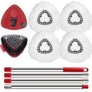 Lot de 4 lingettes de rechange pour serpillière avec brosse de nettoyage en profondeur et manche, tête de serpillière multifonction en microfibre pour Vileda EasyWring - Product Image 1