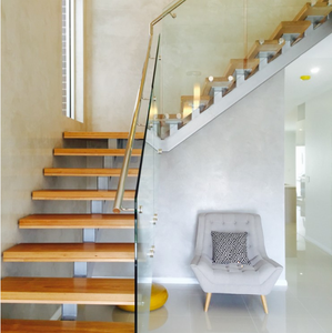 Projet de villa, escalier en bois et en acier, détails, escaliers intérieurs avec plateforme - Product Image 4