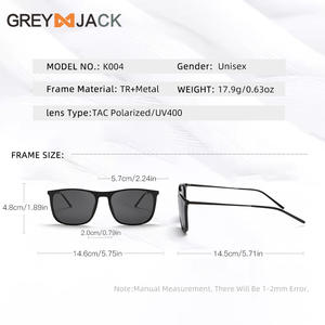 Lunettes de soleil grises pour hommes, monture en métal noir TR, polarisées UV400, pour la conduite, charnières à ressort, légères et confortables - Product Image 3