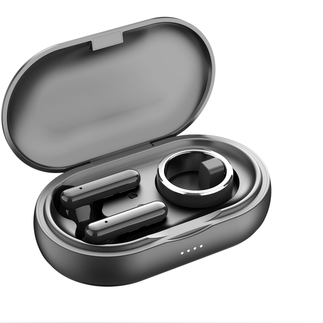 Oem Tws Earphones Smartring 2 in 1 Heart Rate Blood Oxygen Monitoring Sleep Tracking Smart Health Ring with Charging case