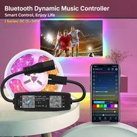 Contrôleur LED RGBIC USB 5V avec télécommande 28 touches et contrôle par application, avec mode musique, adapté aux bandes LED RGBIC