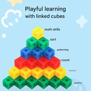 Toán học manipulatives nhựa liên kết khối trẻ em kết nối Toán Học Khối 100 miếng giáo dục sớm học tập khối xây dựng ABS - Product Image 5