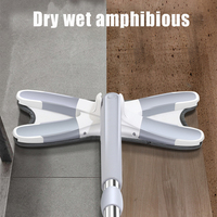 Serpillère plate mains libres 37 cm de large à tête auto-essoreuse en microfibre pour nettoyage de sols secs et humides