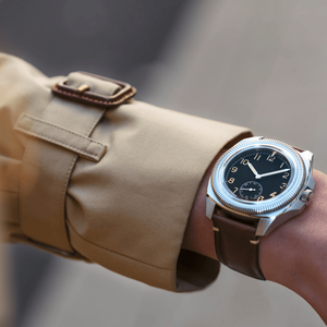 Montre mécanique automatique pour homme avec petit cadran des secondes, lunette cannelée, verre saphir, bracelet en cuir, style vintage - Product Image 2