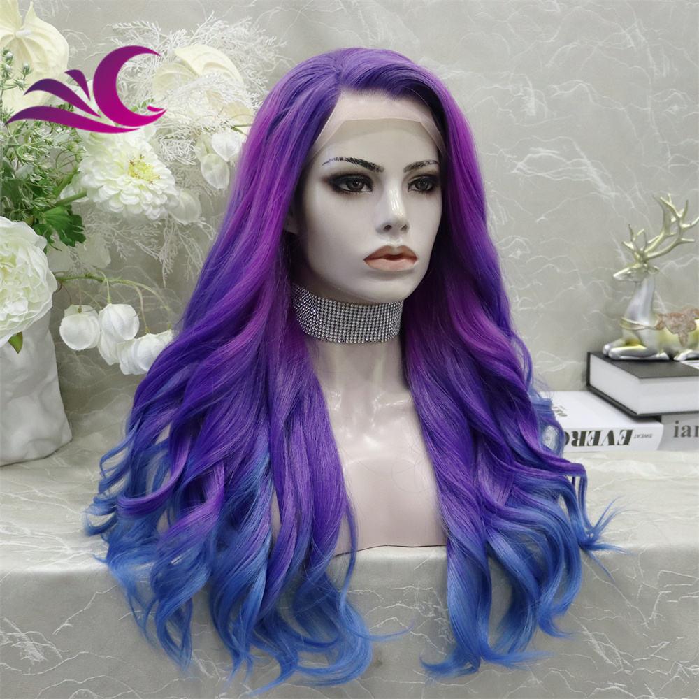Splat Ombre Hair Color Purple Blue Wig Blue Purple Gradient Large