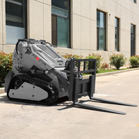 Mini-chargeuse compacte multifonctionnelle sur chenilles, type autoportée, avec moteur diesel Honda, conforme EPA, équipée de tarière, de fourche et de godet, haute performance