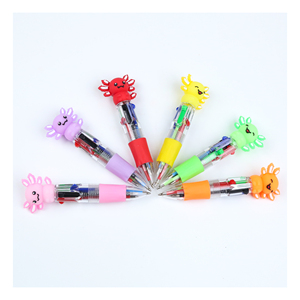 Stylo bille en plastique mini quatre couleurs à motif de dessin animé, promotionnel, avec impression de logo personnalisé, pour publicité, cadeau de papeterie multicolore à thème animal - Product Image 5