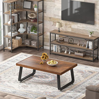 Table basse de salon en bois de sapin massif 100 % personnalisée, style rustique, anti-fissures, plateau en cinq pièces, décoration pour la maison et l'appartement