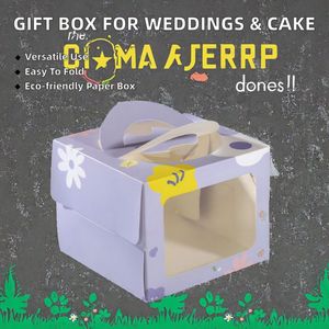 Fashionable Recycled Materials Art Paper Eco-Chic & Foldable Gift <b>Box</b> for Weddings and Birthdays Cake and Food Compact Packaging - Product Image 6