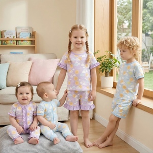 Puresun Ingrosso OEM <span class=keywords><strong>Pigiama</strong></span> Ecologico Casual per Bambini, Completo <span class=keywords><strong>Estivo</strong></span> Traspirante in Cotone e Bambù, Pigiami per Ragazze - Product Image 1